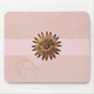 Tapis De Souris Fleur abstraite délicate sur fond rose pâle