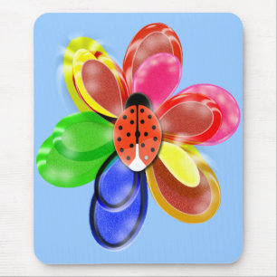 Tapis De Souris fleur brillante colorée avec coussin cocu