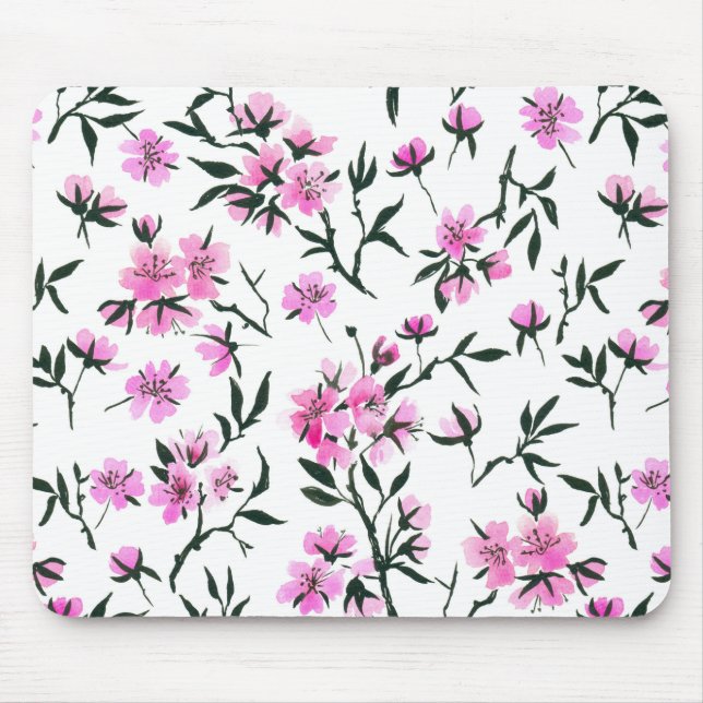 Tapis De Souris Fleur de cerisier blanc sur blanc (Devant)