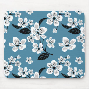 TAPIS DE SOURIS FLEUR DE CERISIER - SAKURA (BLEU FUMÉ)