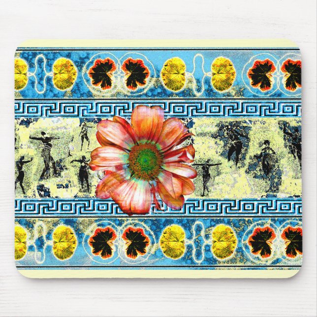 Tapis De Souris Fleur de danse ancienne et Motif Feuille (Devant)