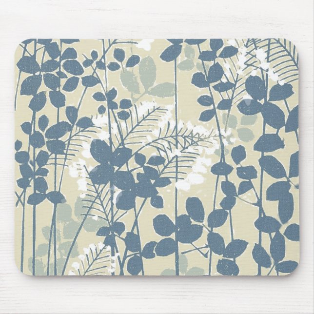 Tapis De Souris Fleur de feuille bleue asiatique japonaise (Devant)