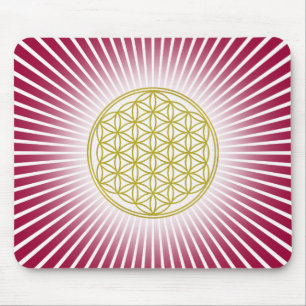 Tapis De Souris Fleur de la vie / Blume des Lebens - rayons blancs