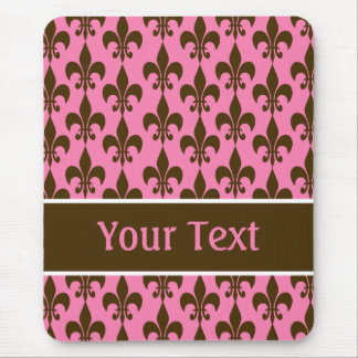 Tapis De Souris Fleur de Lis Brown rose personnalisée