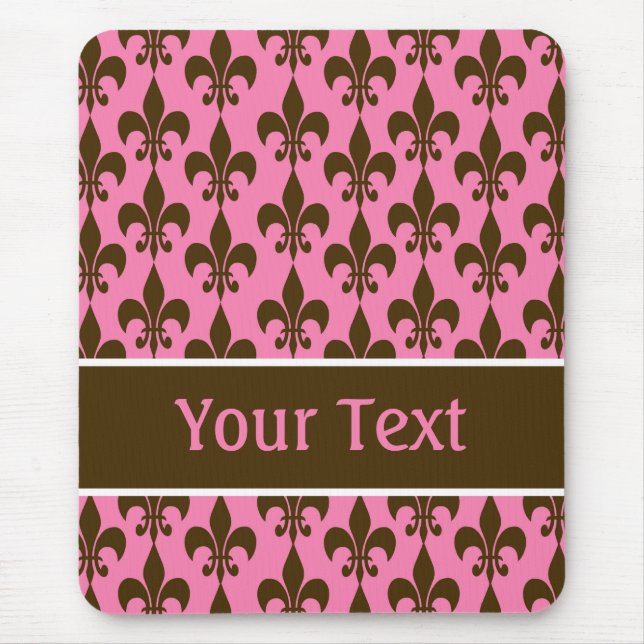 Tapis De Souris Fleur de Lis Brown rose personnalisée (Devant)