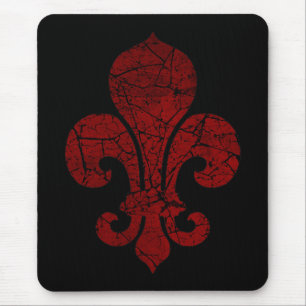 Tapis De Souris fleur-de-lis-cracked_red