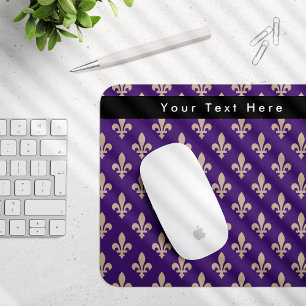 Tapis De Souris Fleur de Lis Motif, Français, Royal, Crème, Violet