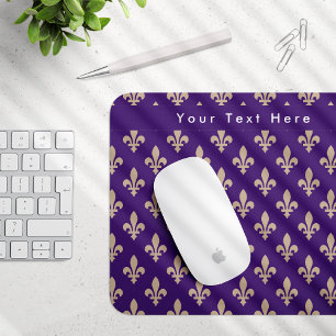 Tapis De Souris Fleur de Lis Motif, Français, Royal, Crème, Violet