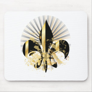 Tapis De Souris Fleur de Lis noir et or