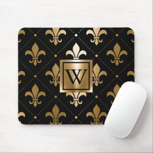 Tapis De Souris Fleur de lis noir et or
