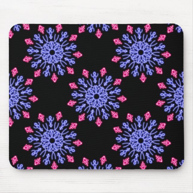 Tapis De Souris Fleur de néon bleu et rouge (Devant)