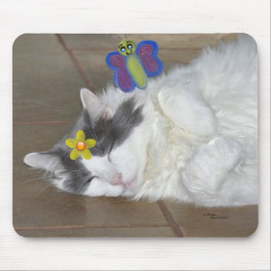 Tapis De Souris Fleur de papillon de chat Mousepad