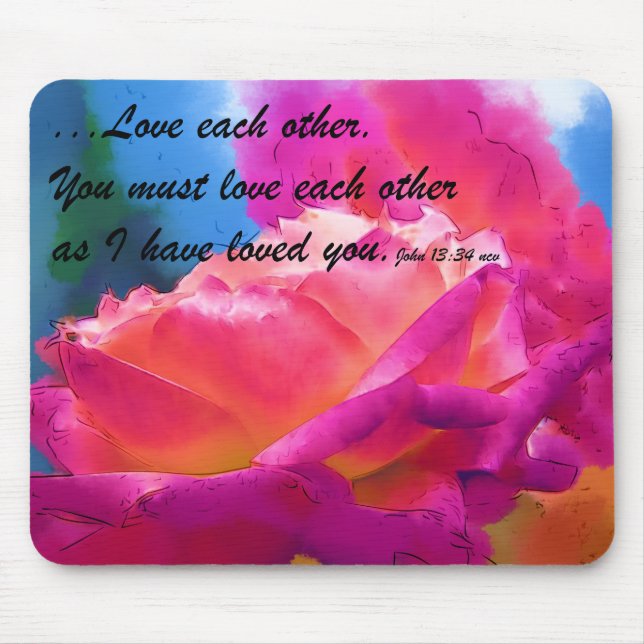 Tapis de souris Fleur de rose aquarelle Amour les  (Devant)