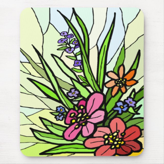 Tapis De Souris Fleur de verre Tige Jardin Mousepad (Devant)