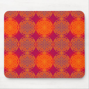Tapis De Souris Fleur de vie - motif de timbre - rose orange