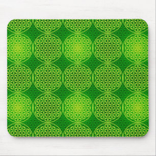 Tapis De Souris Fleur de vie - motif de timbre - vert