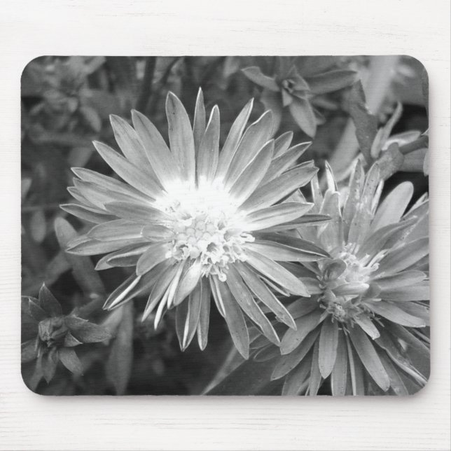 Tapis De Souris Fleur en noir et blanc (Devant)