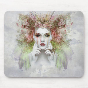 Tapis De Souris Fleur fille avec papillon