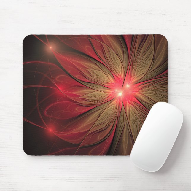 Tapis De Souris Fleur fractale de fansy rouge (Avec souris)