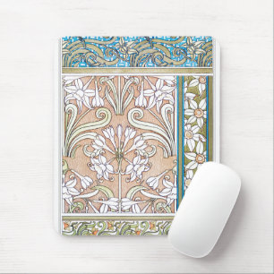 Tapis De Souris Fleur jonquille Art nouveau vintage textile floral