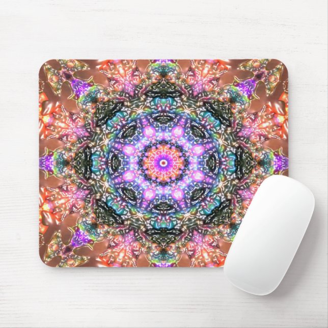 Tapis De Souris Fleur marbrée rétro teintes peau perse  (Avec souris)