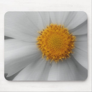 Tapis De Souris Fleur marguerite gros en noir blanc Mousepad