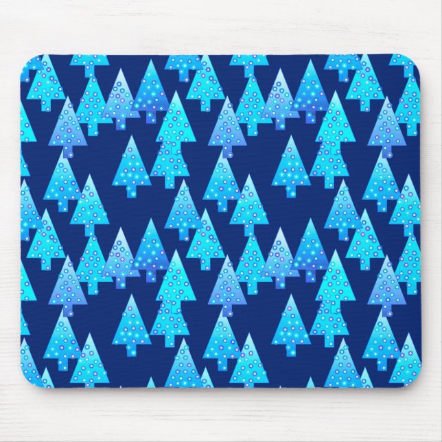 Tapis De Souris Fleur moderne arbres de Noël - bleu cobalt (Devant)
