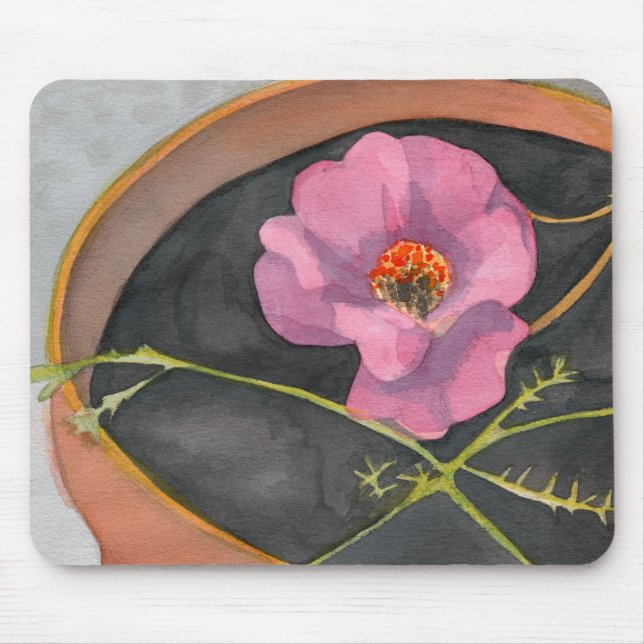 Tapis De Souris Fleur rose dans le pot Mousepad de terre cuite (Devant)