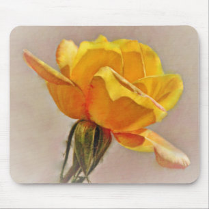 Tapis De Souris Fleur rose jaune Art Or Fleur Pad