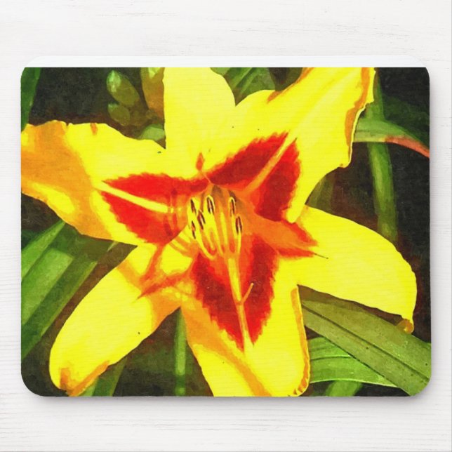 Tapis De Souris Fleur rouge et jaune Mousepad de Daylily (Devant)