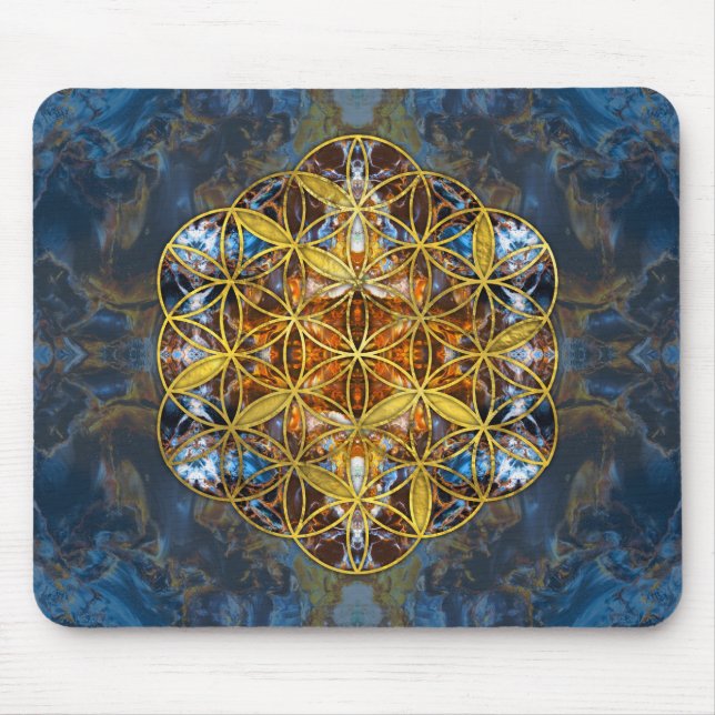 Tapis De Souris Fleur sacrée de la géométrie de pierre gemme (Devant)
