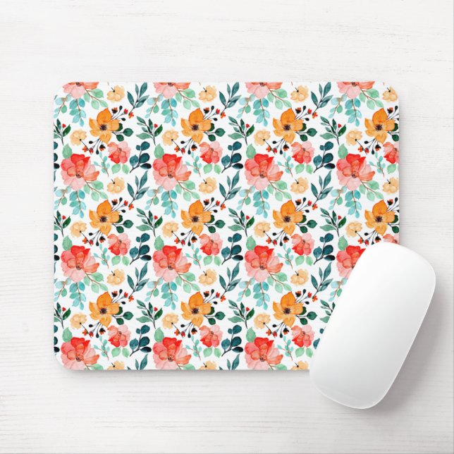 Tapis De Souris Fleur sauvage coloré Motif floral mixte (Avec souris)
