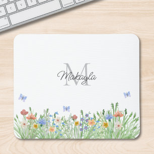 Tapis De Souris Fleur sauvage monogramme