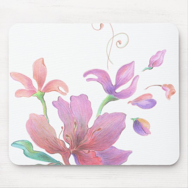 Tapis De Souris Fleur tirée par la main Mousepad (Devant)