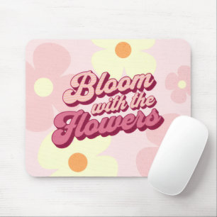 Tapis De Souris Fleurissez avec les Fleurs Rétro Groovy