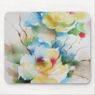 Tapis De Souris Fleurs Abstraites d'aquarelle