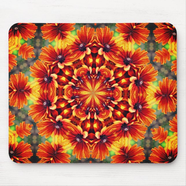 Tapis De Souris Fleurs Abstraites de marguerites orange (Devant)