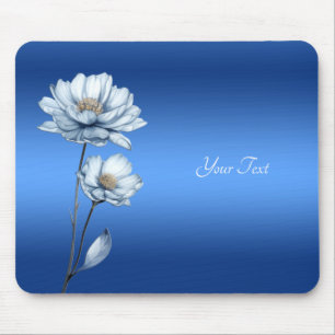 Tapis de souris Fleurs aquarelles bleues