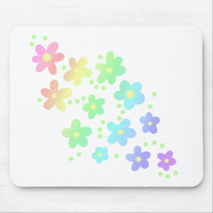 Tapis De Souris Fleurs arc-en-ciel Pastel Whimsical