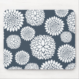 Tapis De Souris Fleurs blanches bleues chics
