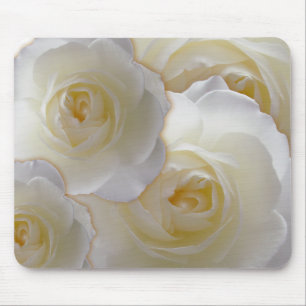 Tapis De Souris Fleurs blanches Mousepad Cadeaux de déco rose blan