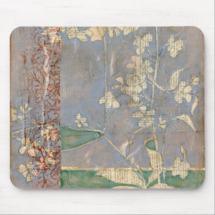 Tapis De Souris Fleurs blanches sur l'arrière - plan de papier