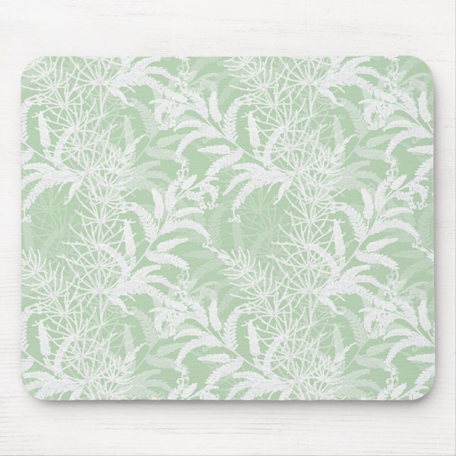 Tapis De Souris Fleurs blanches sur vert clair. (Devant)