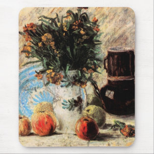 Tapis De Souris Fleurs, Cafetière et Fruits par Vincent van Gogh