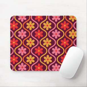 Tapis De Souris Fleurs colorées rétro sur Motif d'oignon Vintage