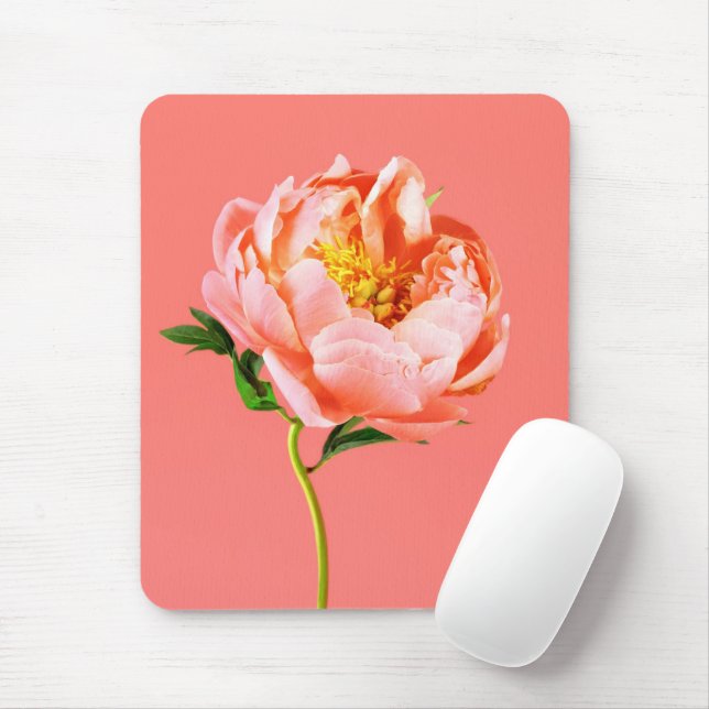 Tapis De Souris Fleurs | Coral Peony Blossom (Avec souris)