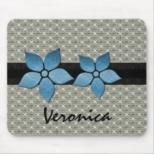 Tapis De Souris Fleurs Damas Bordure striée Mousepad