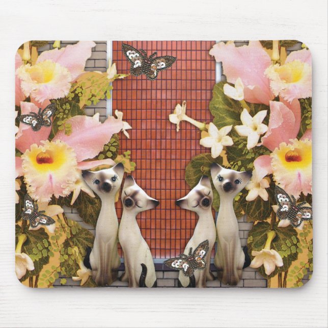 Tapis De Souris fleurs d'amour de kats de minou (Devant)