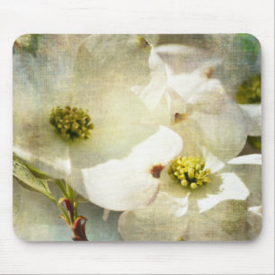 Tapis De Souris Fleurs de bois de chien blanc