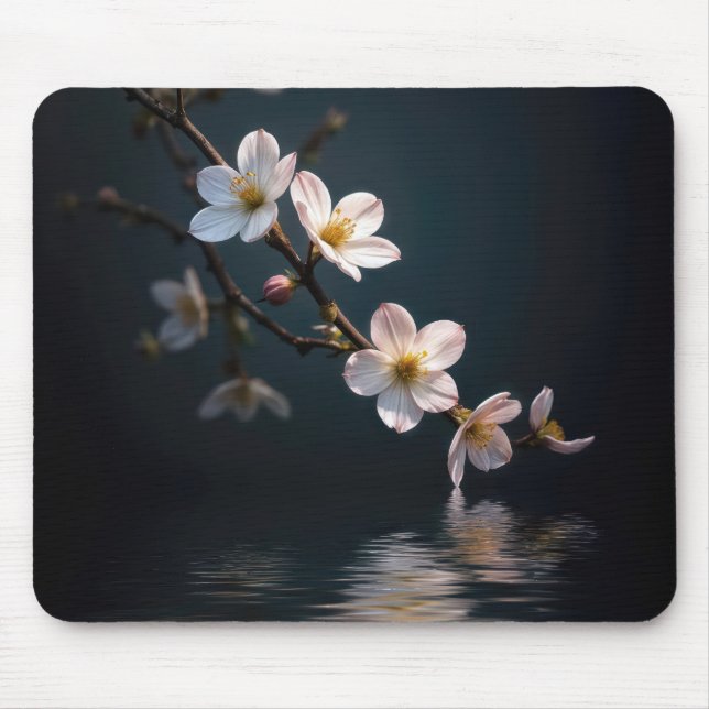 Tapis De Souris Fleurs de cerisier avec réflexion de l'eau (Devant)